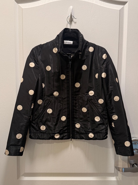 ANORAK Jackets & Blazers - A-K-R-I-S- punto ANORAK Black Jacket with Cream Polka Dots Size 4 Preloved